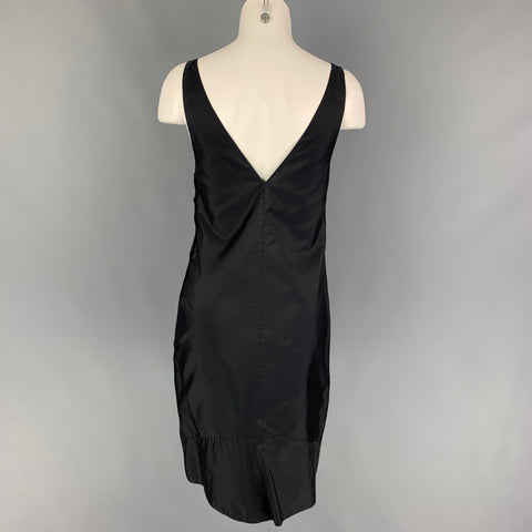 PRADA Size 4 Black Silk Sleeveless Cocktail Dress