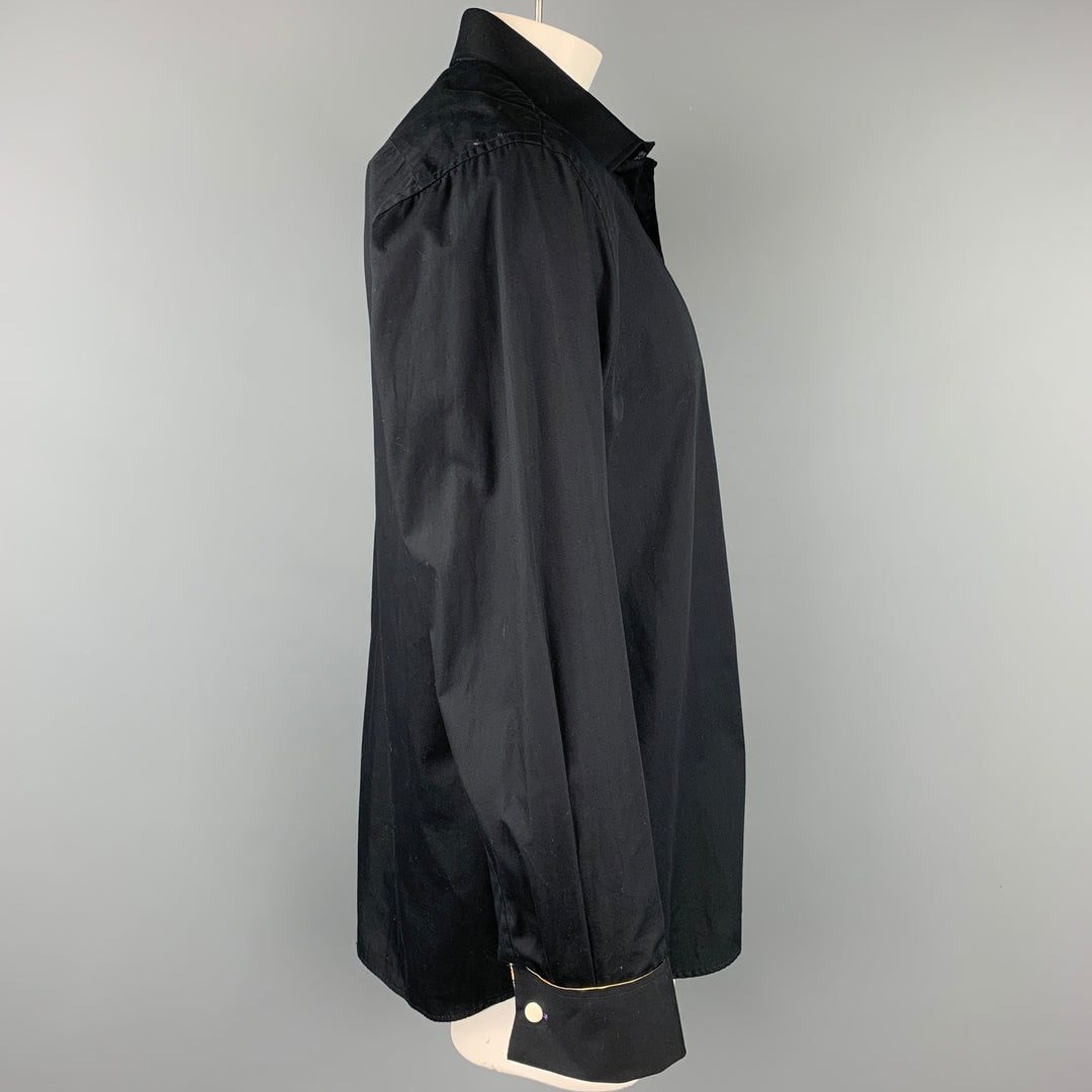 PAUL SMITH Size XL Black Cotton French Cuff Long Sleeve Shirt