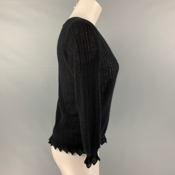 LOUIS VUITTON Size M Black Cashmere 3/4 Sleeves Pullover