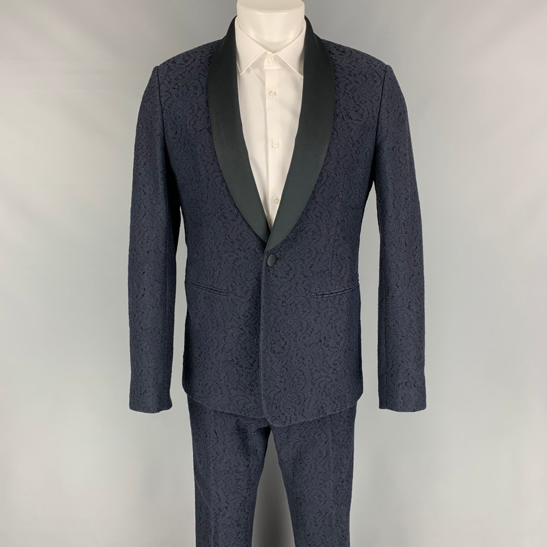 Nº21 Size 38 Navy Lace Cotton / Polyamide Shawl Collar Tuxedo Suit