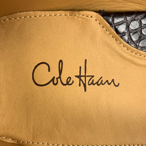 COLE HAAN Gunnison Size 9 Brown Embossed Leather Drivers Loafers