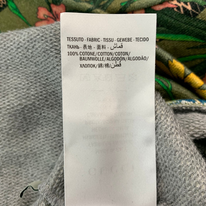 GUCCI Size XXL Green Multi-Color Print Cotton Hoodie Sweatshirt