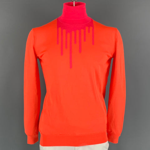 WALTER VAN BEIRENDONCK Size XXL Orange Pink Knitted Turtleneck Pullover