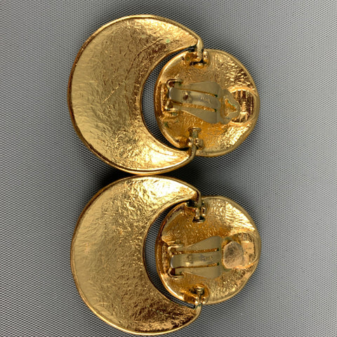 YVES SAINT LAURENT Gold Hammered Metal Clip-On Earrings