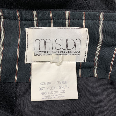 Vintage MATSUDA Size L Black Wool / Nylon 33 Pleated Dress Pants