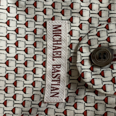 MICHAEL BASTIAN Size 40 Grey Print Linen Peak Lapel Sport Coat