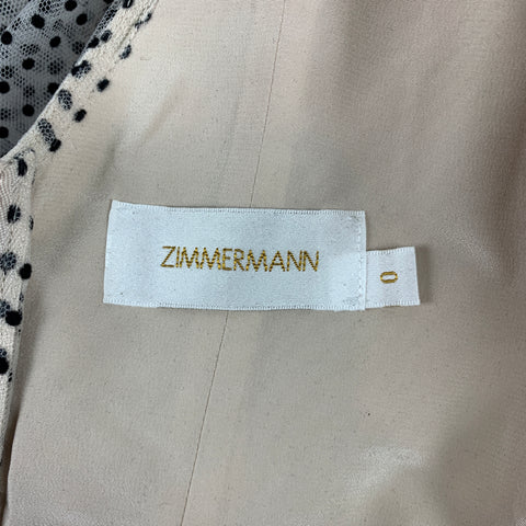 ZIMMERMANN Size 0 / US 4 Off White Polka Dot Silk Temepest Ballet Dress