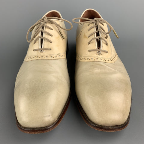 FLORSHEIM Size 11 Ivory Two Toned Leather Lace Up Shoes