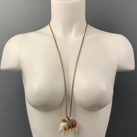 J.CREW Gold Tone Beige Elephant Necklace