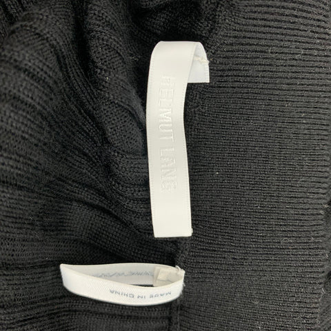 HELMUT LANG Size L Black Merino Wool Blend Ribbed Pencil Long Skirt