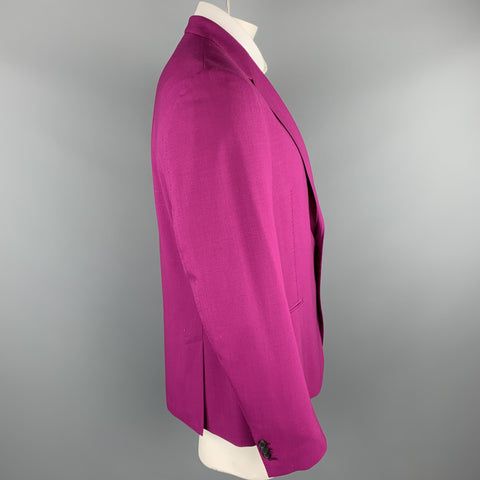 PAUL SMITH Taille 46 Manteau de sport à revers cranté en laine framboise