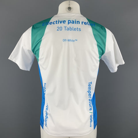 OFF-WHITE Size M Blue & White Print Polyester Bike Cycle Half Zip T-shirt