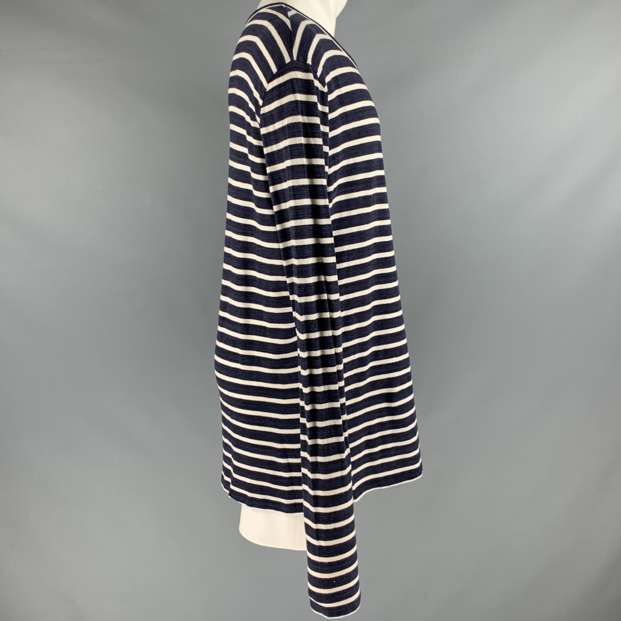 FAITH CONNEXION Size M Navy White Stripe Cotton Long Sleeve T