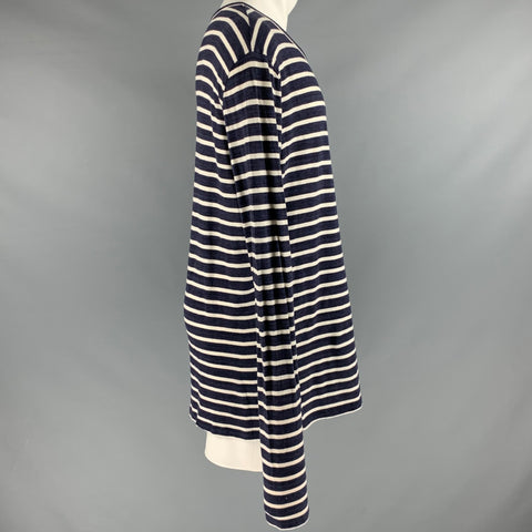 FAITH CONNEXION Size M Navy White Stripe Cotton Long Sleeve T-shirt