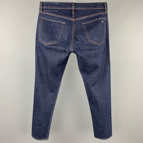 RAG & BONE Size 31 Indigo Contrast Stitch Selvedge Denim Button Fly Slim Jeans