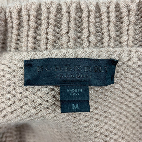 BURBERRY PRORSUM Printemps 2015 Taille M Tan Tricoté Cachemire Mélange Patch Pocket Cardigan Pull