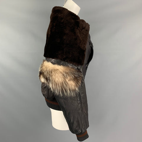Vintage JEAN PAUL GAULTIER FEMME Size M Black Leather Sheep Skin Turtleneck CollarJacket