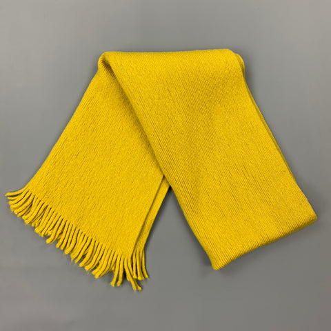 PAUL SMITH One Size Mustard Yellow Knitted Wool Fringer Scarf