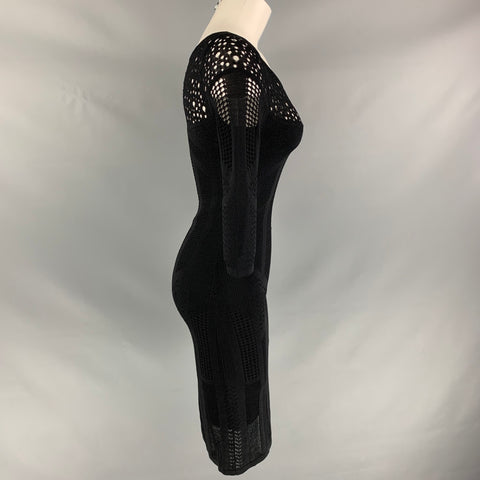 CATHERINE MALANDRINO Size S Black Viscose Blend Textured Dress