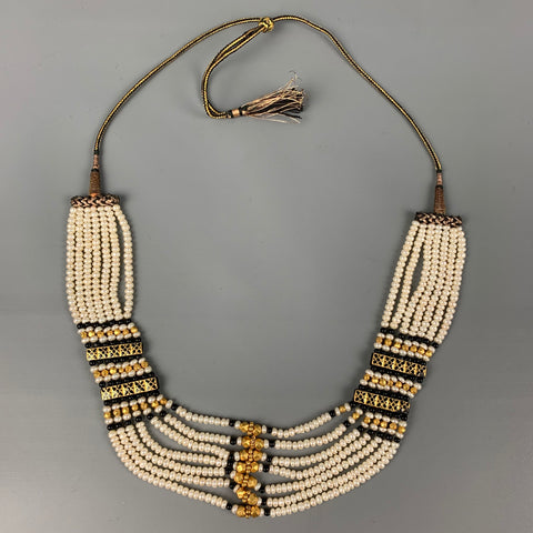 VINTAGE Collier de perles d’eau douce noires d’or