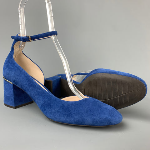 COLE HAAN Size 10 Blue Suede Ankle Strap Pumps