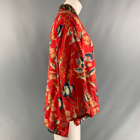 R13 Size XS Red Viscose Print Blouse