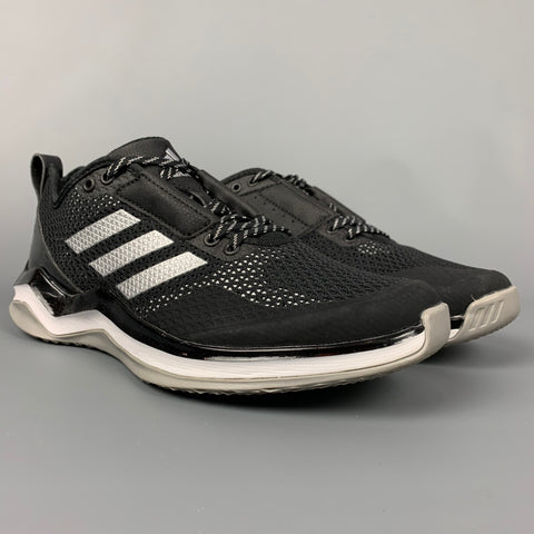 ADIDAS Size 7.5 Black & Silver Mesh Sneakers