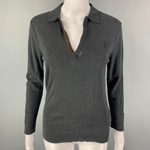 RALPH LAUREN Black Label Size M Grey Cotton Long Sleeve Casual Top