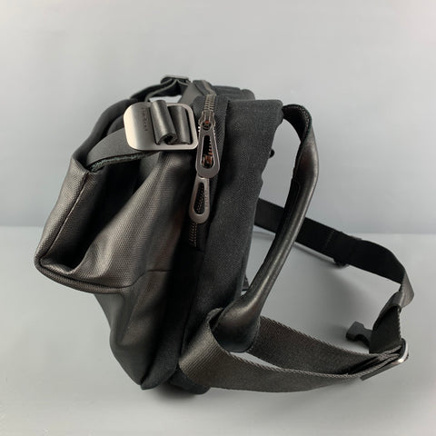 COTE & CIEL Black Mixed Materials Coated Canvas Cross Body Bag