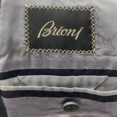 BRIONI Size 42 Navy Striped Wool Notch Lapel Suit