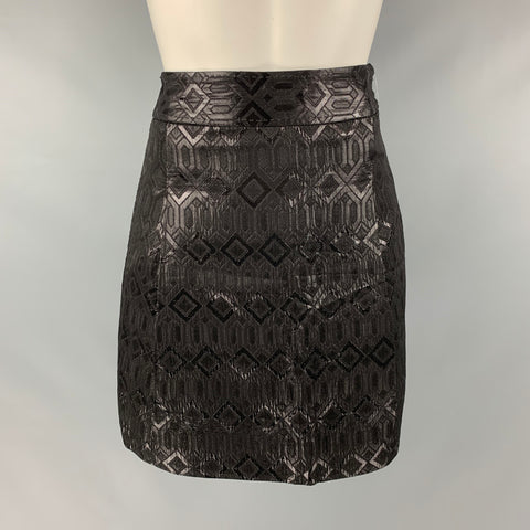 TORY BURCH Talla 0 Minifalda plisada de rayón de acetato negro