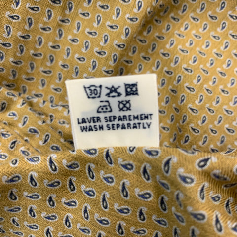 HARTFORD Size L Mustard Navy Print Cotton Button Down Long Sleeve Shirt