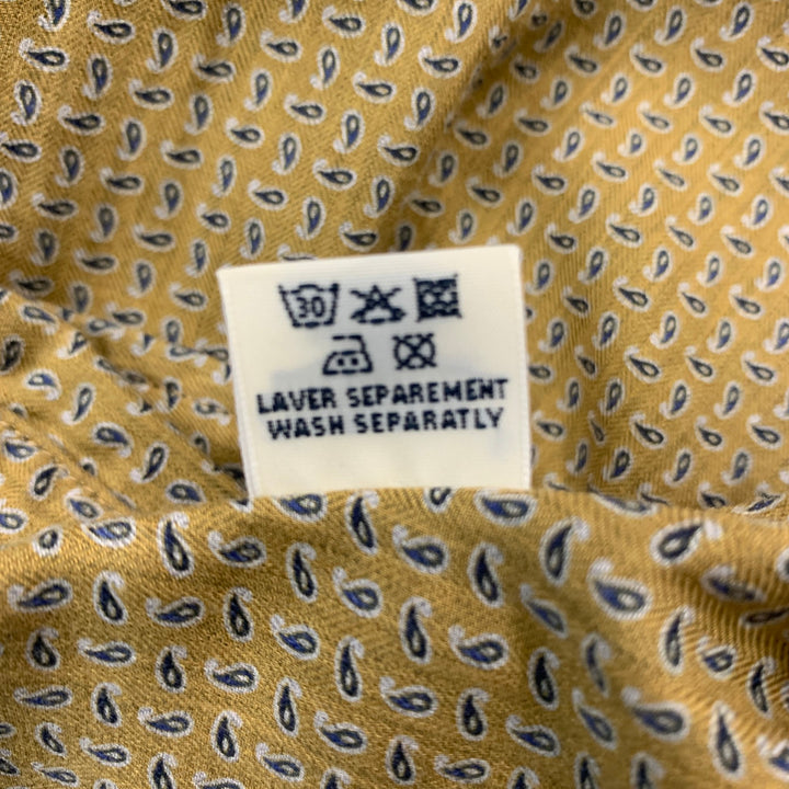 HARTFORD Size L Mustard Navy Print Cotton Button Down Long Sleeve Shirt