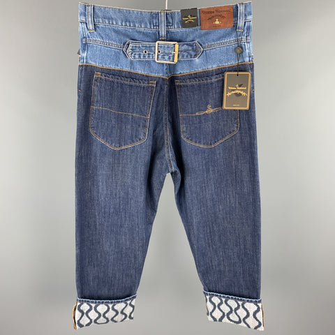 VIVIENNE WESTWOOD Size 30 Indigo Color Block Denim Button Fly Jeans