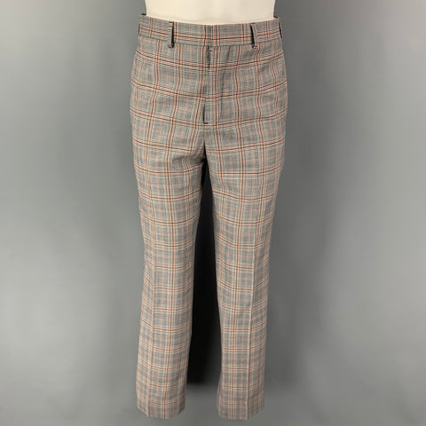 BLACK FLEECE Taille 38 Gris Marine Blanc Plaid Laine Notch Revers Costume