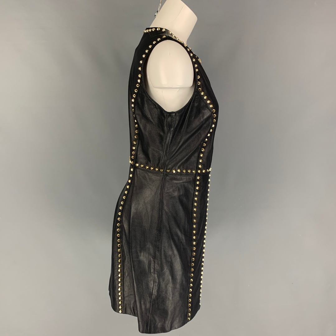 VERSUS by GIANNI VERSACE Size 6 Black Studded Zip Up Dress