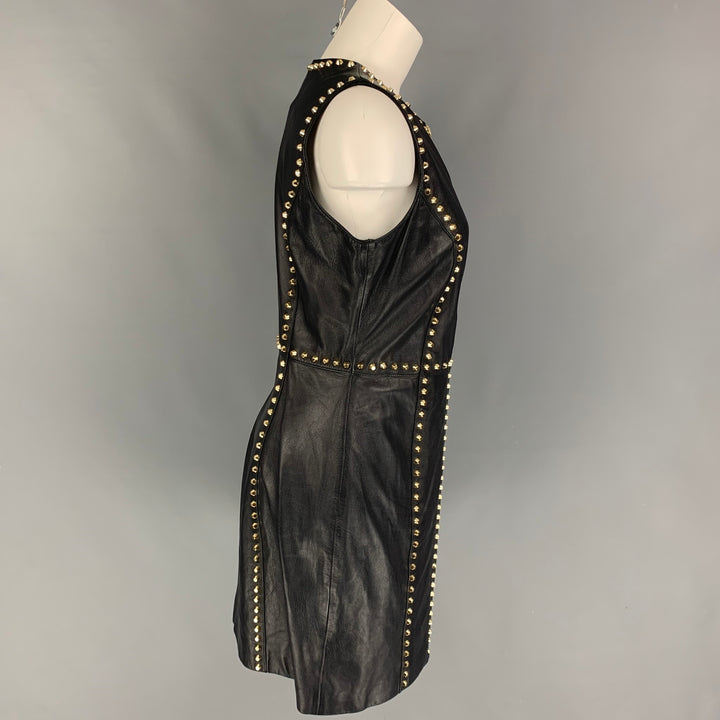 VERSUS by GIANNI VERSACE Size 6 Black Studded Zip Up Dress