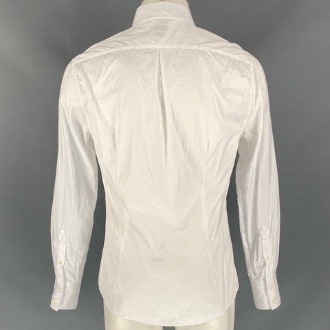 BRUNELLO CUCINELLI Size S White Solid Cotton Button Down Long Sleeve Shirt