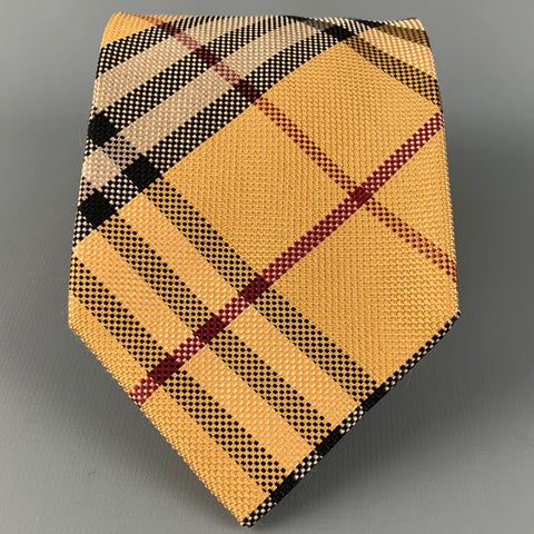 BURBERRY LONDON Beige Red Blue Plaid Silk Tie
