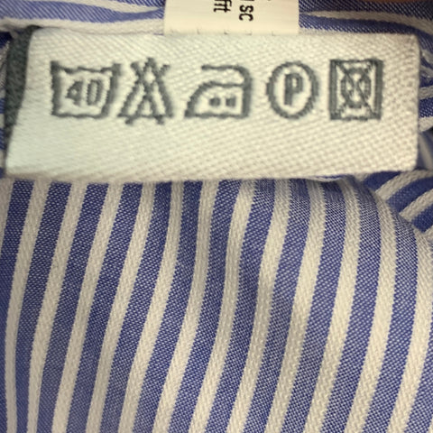 SUITSUPPLY Size M Blue White Stripe Cotton Spread Collar Long Sleeve Shirt