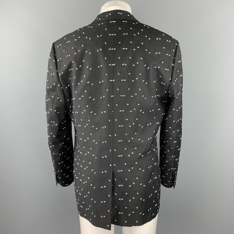 DIOR HOMME Pre-Fall 2017 Size 46 Black & White Textured Wool Notch Lapel Sport Coat
