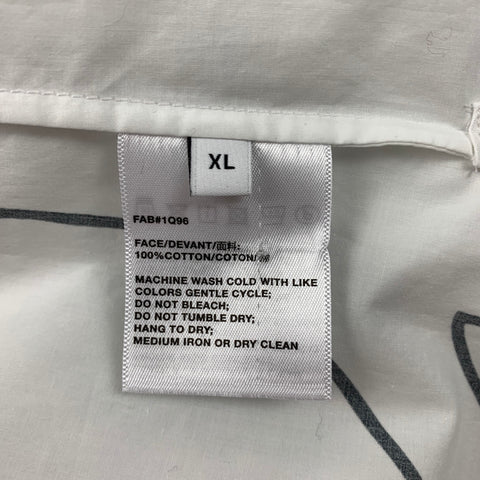 LAFAYETTE 148 Size XL White & Black Cotton Print Shirt