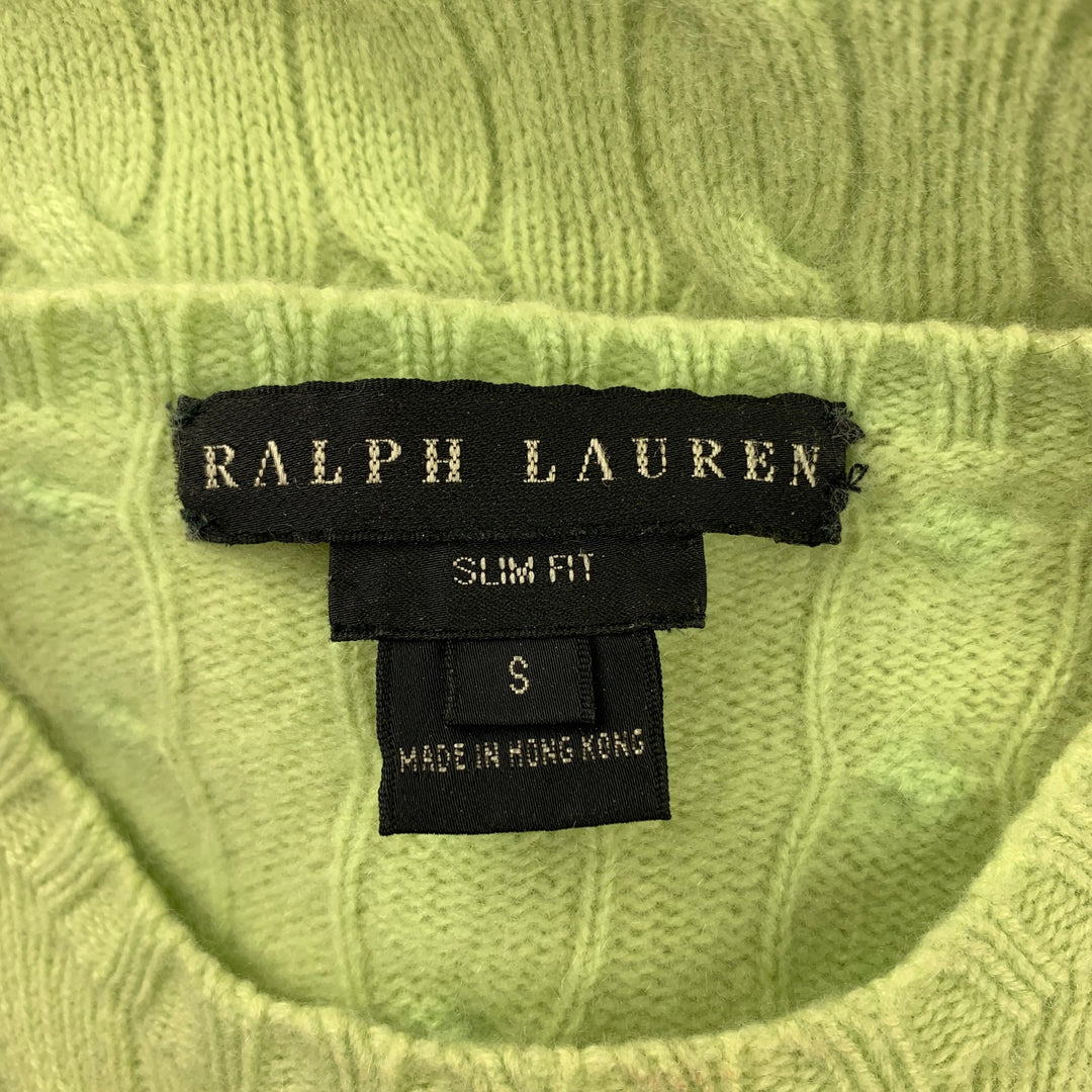 RALPH LAUREN Black Label Taille S Chartreuse Tricoté Cachemire Slim Fit Pull