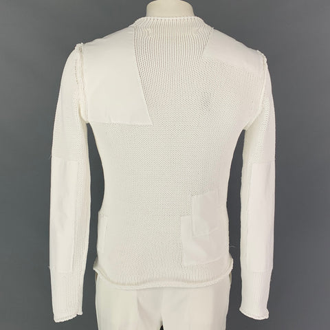 ISABEL BENENATO SS 18  Size L White Knitted Cotton / Polyester Crew-Neck Pullover