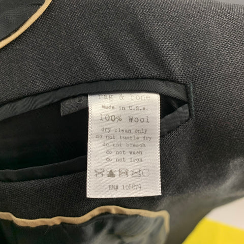 RAG &amp; BONE Abrigo deportivo con solapa de muesca de lana color carbón Talla 40