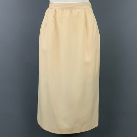 Vintage VALENTINO Size 8 Cream Wool Pencil Skirt