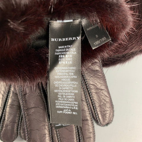 BURBERRY PRORSUM Size 8 Brown Mink Kidskin Leather Gloves