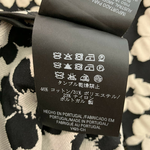 CAROLINA HERRERA Black & White Cotton Blend Floral Mid-Calf Dress