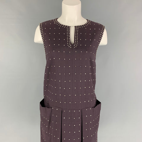 CHLOE Size 8 Eggplant Viscose Blend Sleeveless Dress