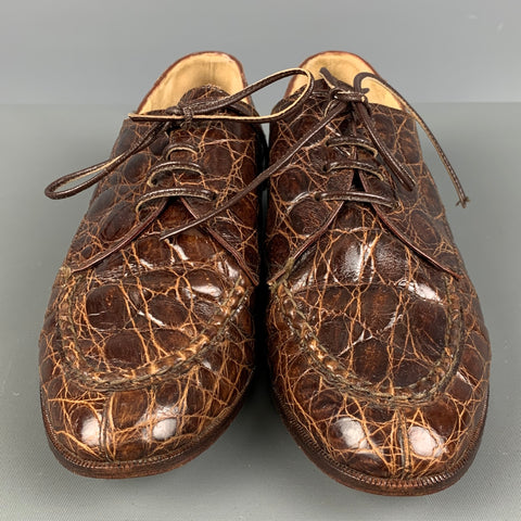 WILKES BASHFORD Size 6.5 Brown Leather Embossed Laces